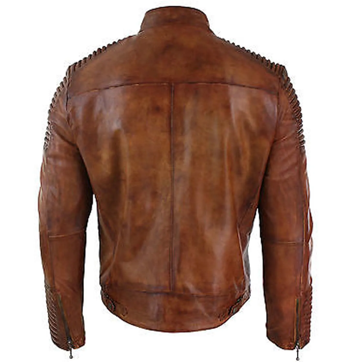 Arvion Distressed Brown Biker Leather Jacket