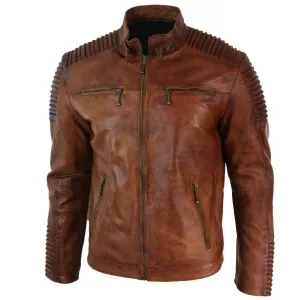 Arvion Distressed Brown Biker Leather Jacket