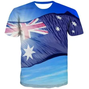 Australian Flag T shirts Men Australia Tshirts Novelty Blue T-shirts Graphic Sky Tshirts Casual Harajuku T-shirts 3d