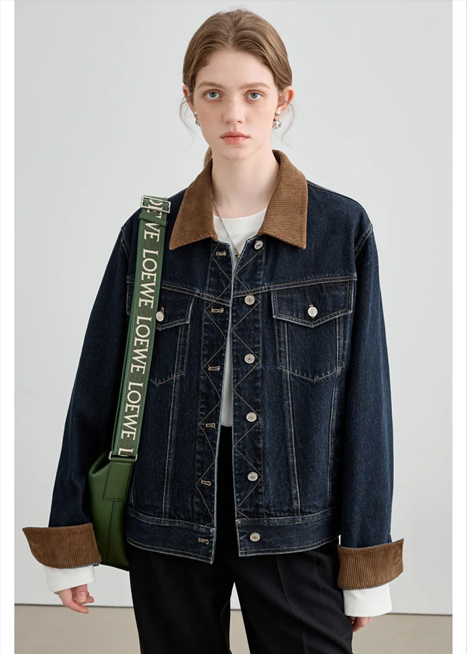 Autumn Denim Jacket, Loose Slimming Design With Patchwork