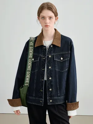 Autumn Denim Jacket, Loose Slimming Design With Patchwork