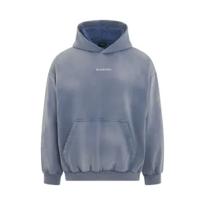 Back Logo Medium Fit Hoodie in Blue/White