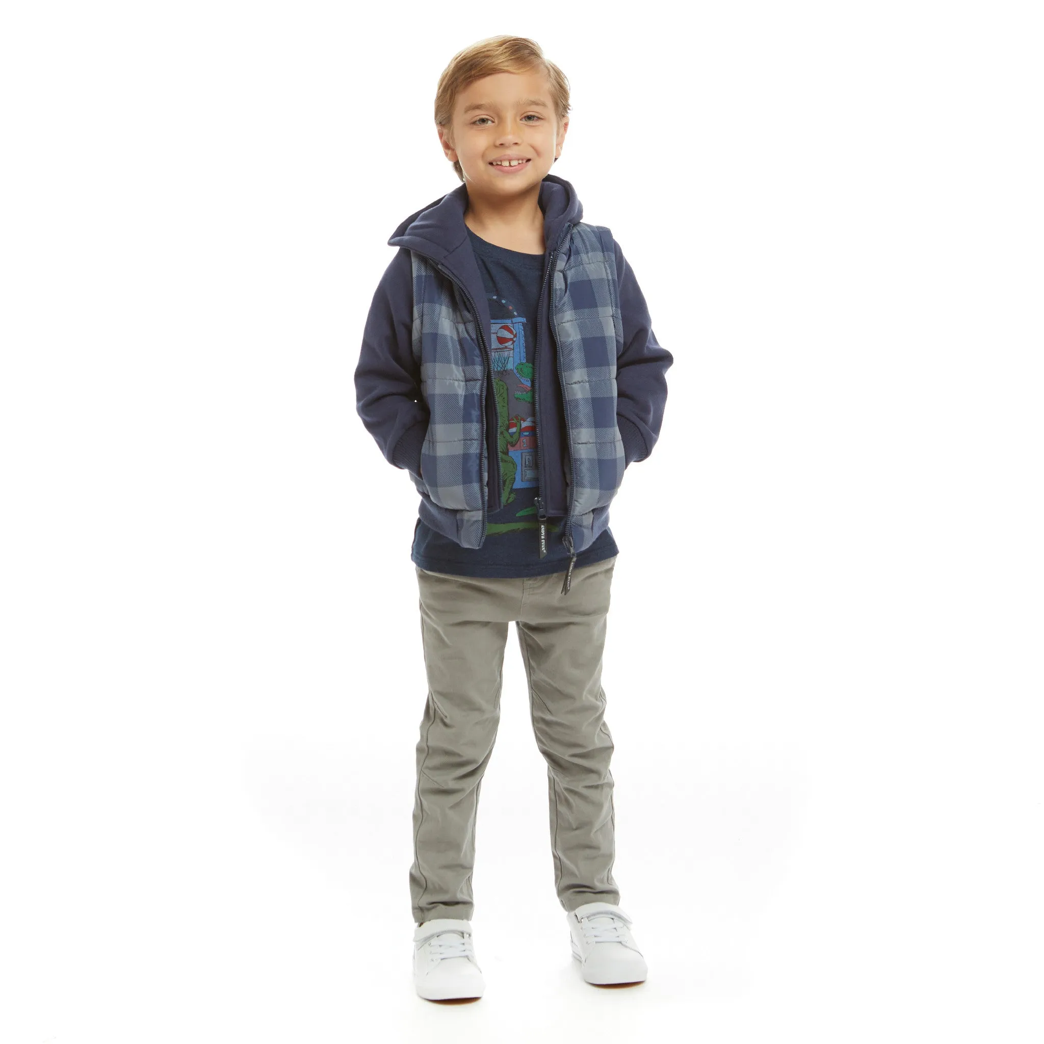 Boys Hoodie Vest Combo Jacket (Size 7 -16 Years) | Navy