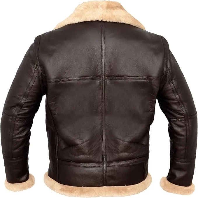 Caelix Distressed Brown Double Face Shearling Leather Jacket