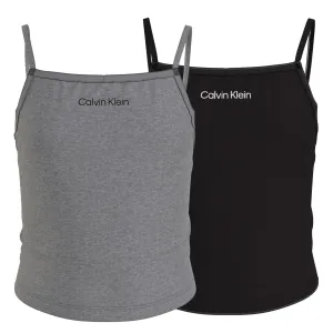 Calvin Klein Girls Modern Cotton 2Pk Vest - Light Grey Heather/Pvhblack