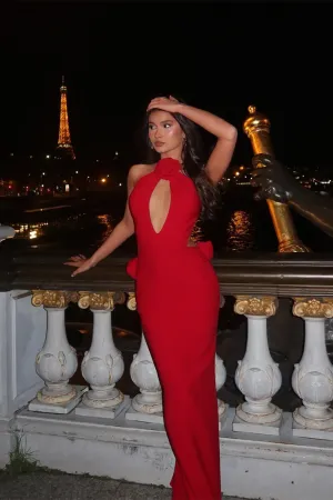 Charming Column Satin Off-The-Shoulder Sleeveless Red Prom Dresses With Openback