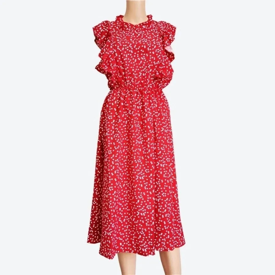 Charming Ruffle Sleeve Midi Dresses