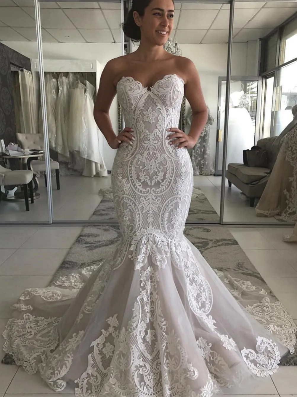 Charming Sweetheart Mermaid Wedding Dresses With Appliques WD293