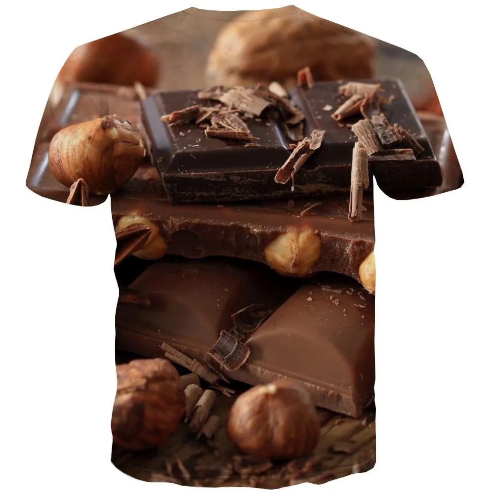 Chocolate T shirts Men Brown T shirts Funny Delicious Tshirt Printed Bitter T-shirts 3d