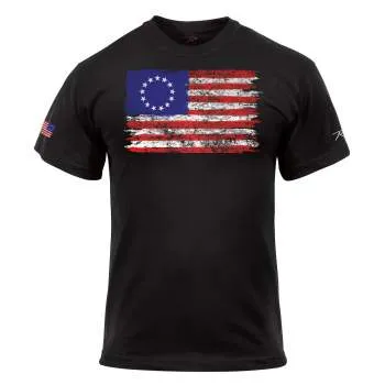 Colonial Betsy Ross Flag T-Shirt - Black