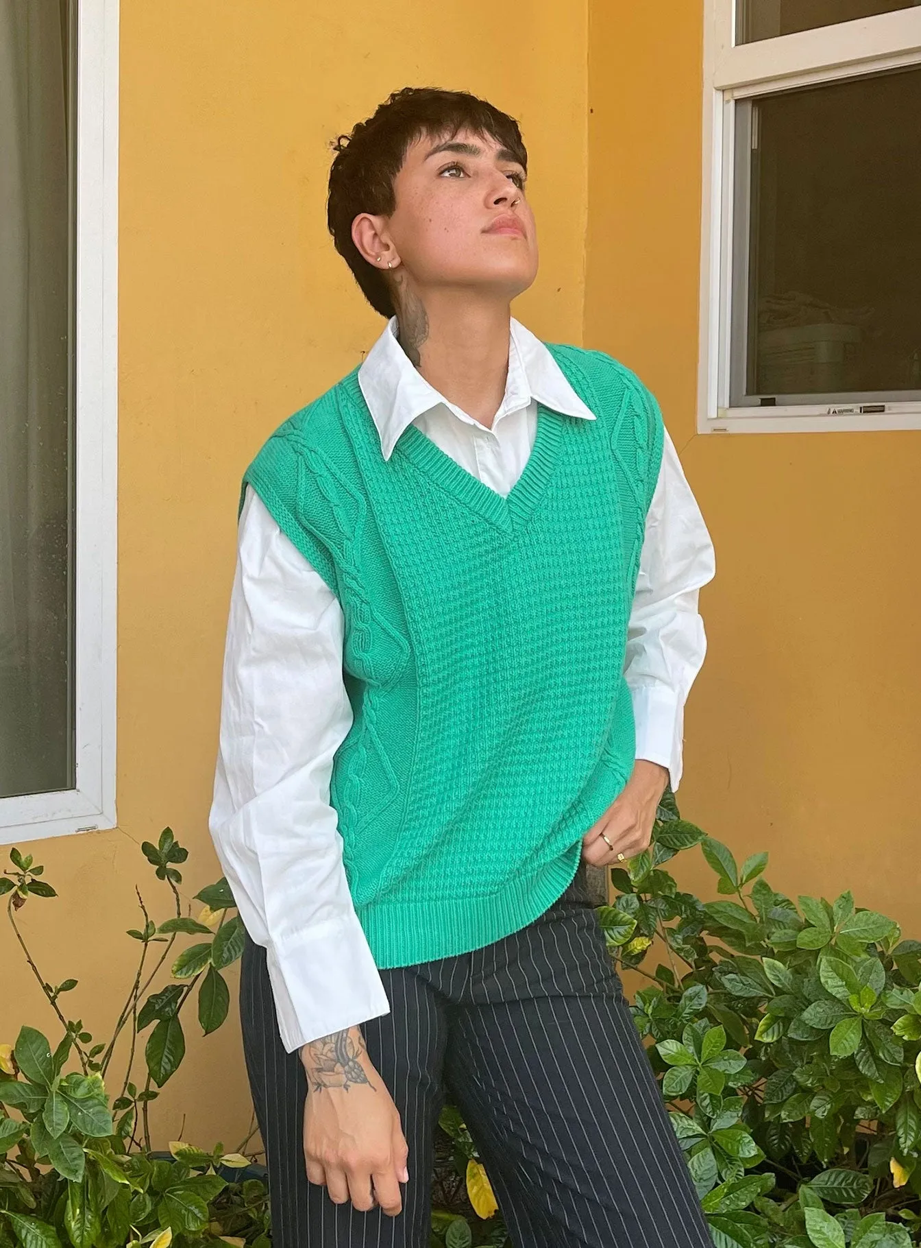 Cotton Carey Sweater Vest Green