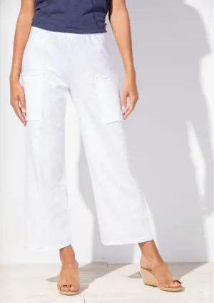 Cotton Slub Pocket Flood Pant in White