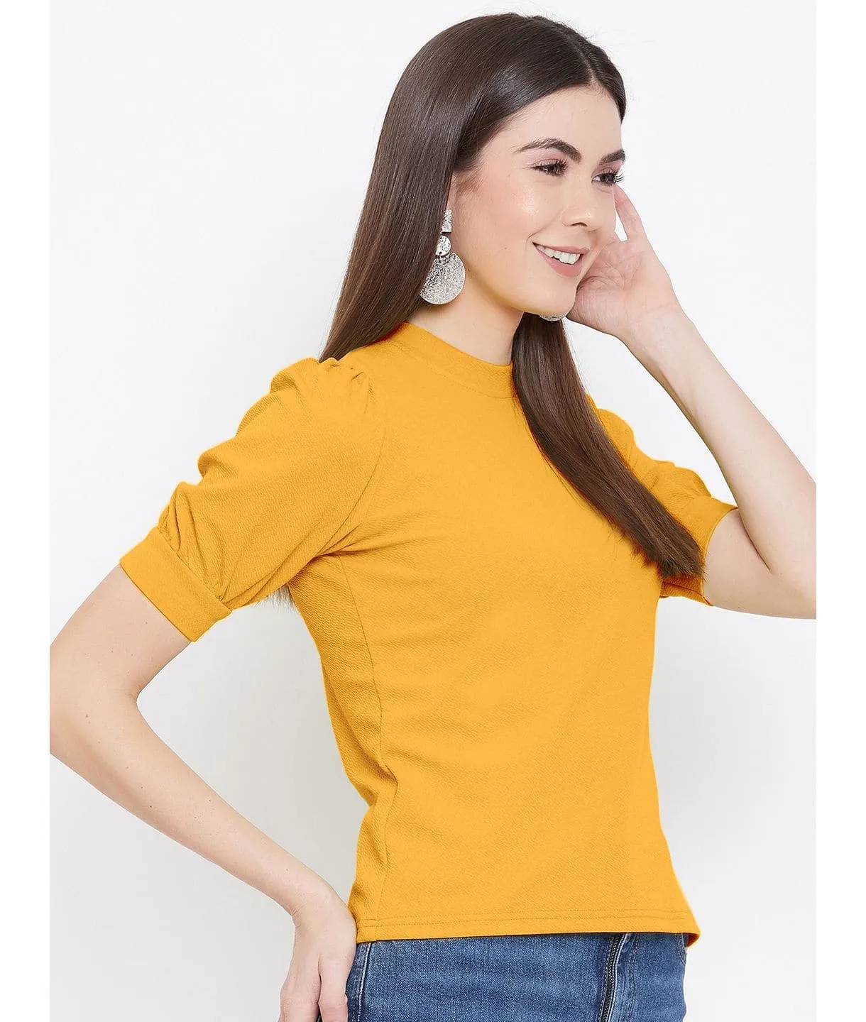 Cotton Stretchable High Neck Top