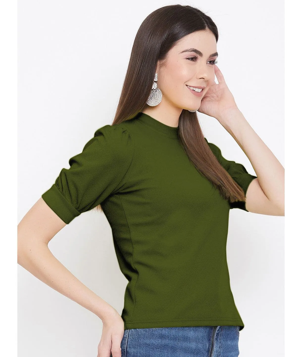 Cotton Stretchable High Neck Top