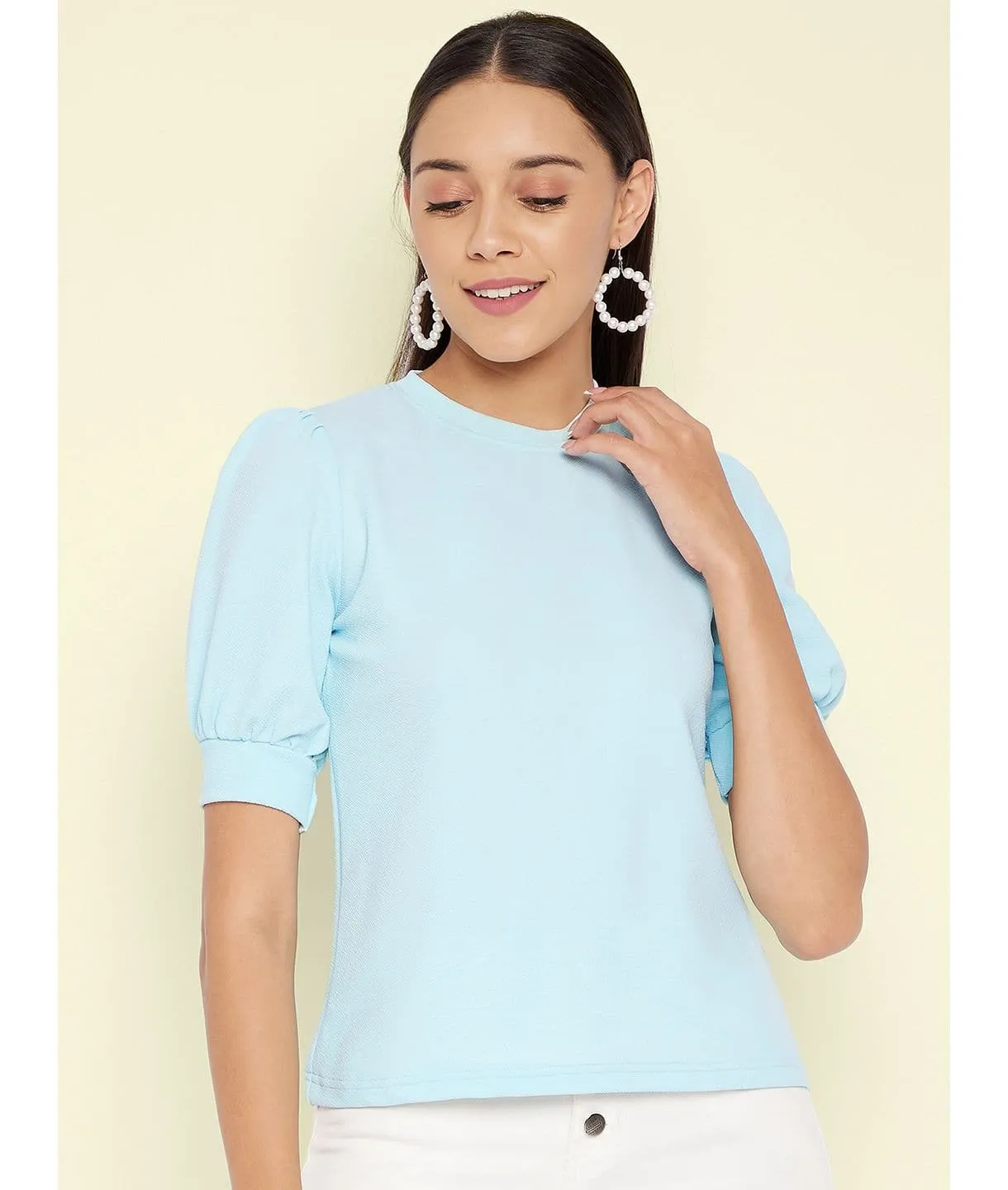 Cotton Stretchable High Neck Top