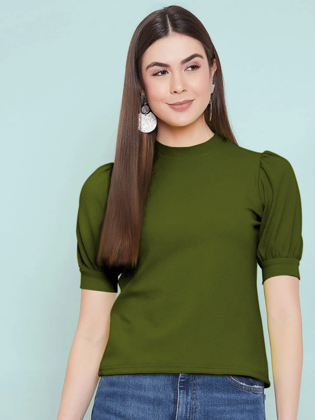 Cotton Stretchable High Neck Top