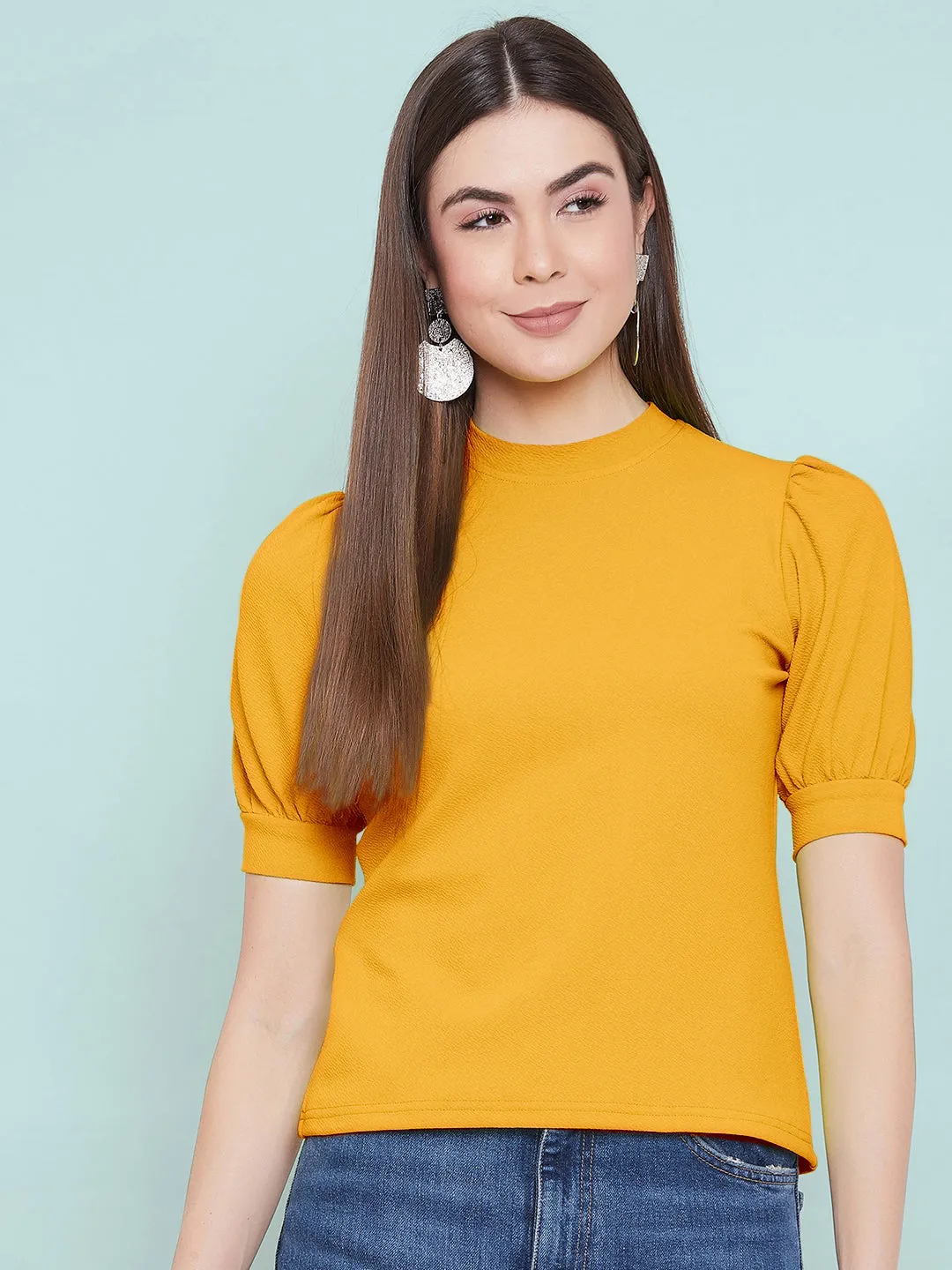 Cotton Stretchable High Neck Top