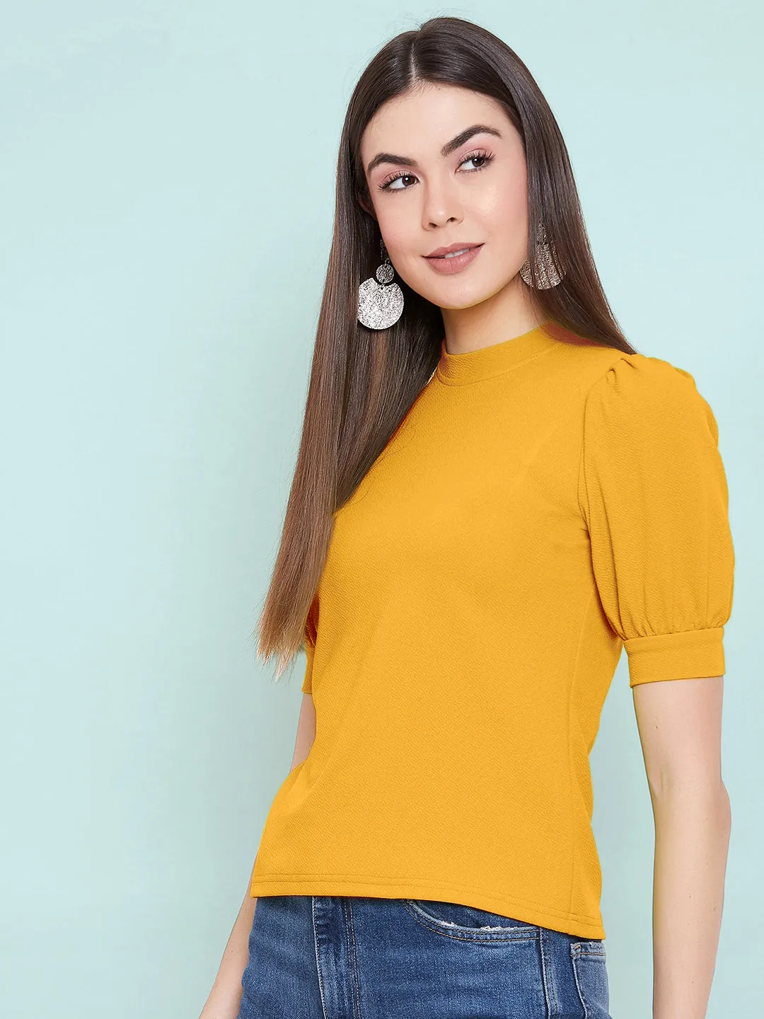 Cotton Stretchable High Neck Top