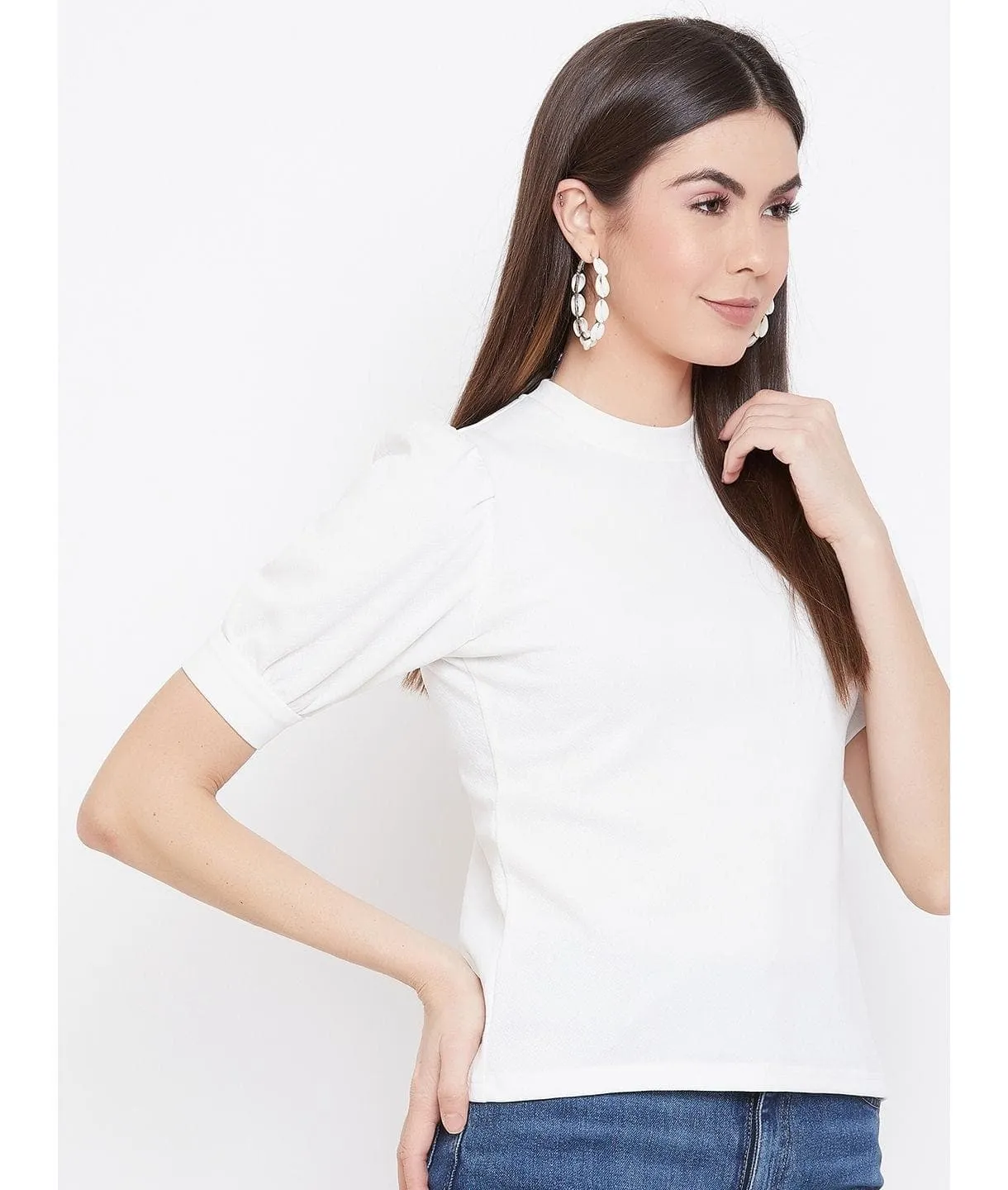 Cotton Stretchable High Neck Top