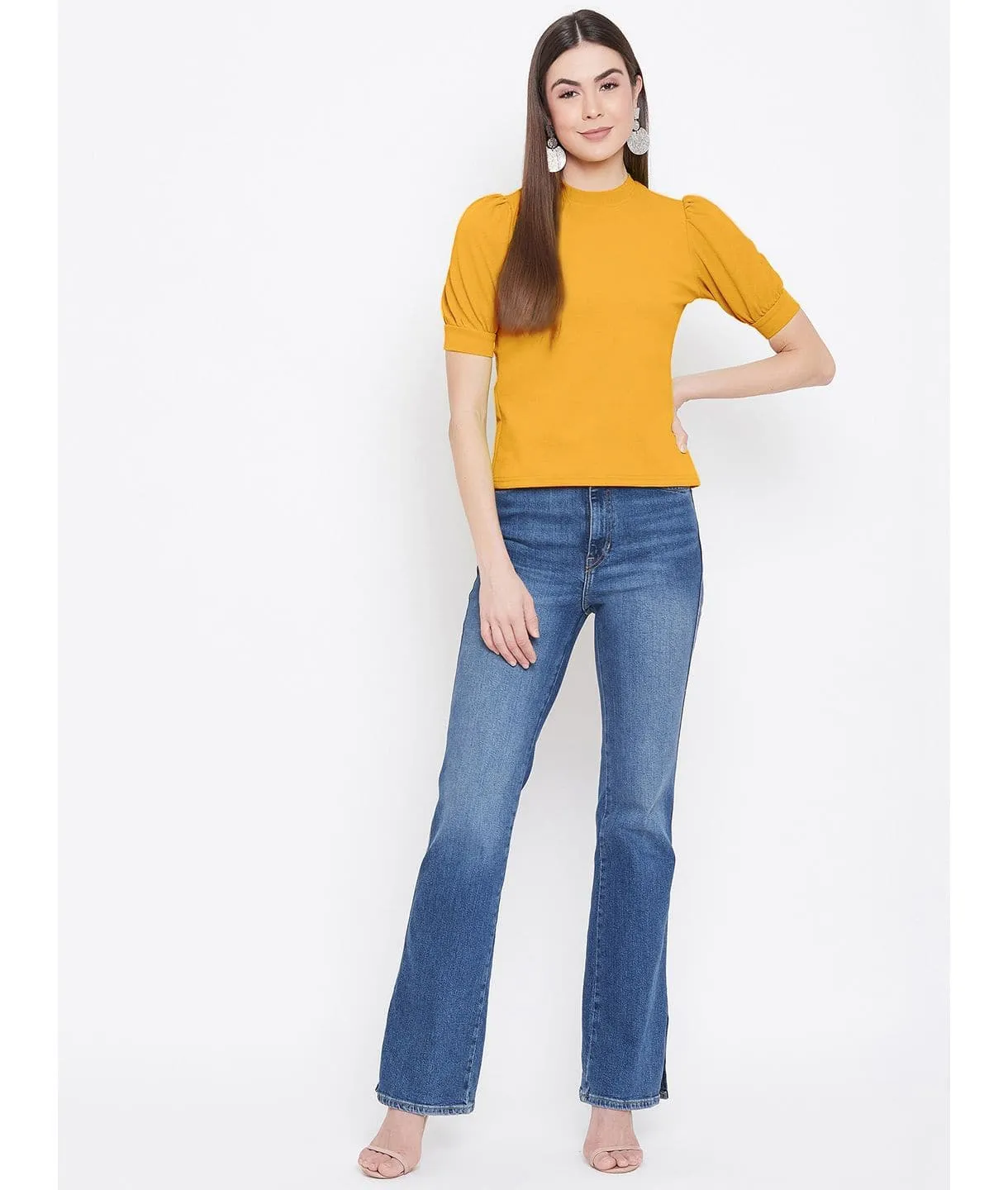 Cotton Stretchable High Neck Top