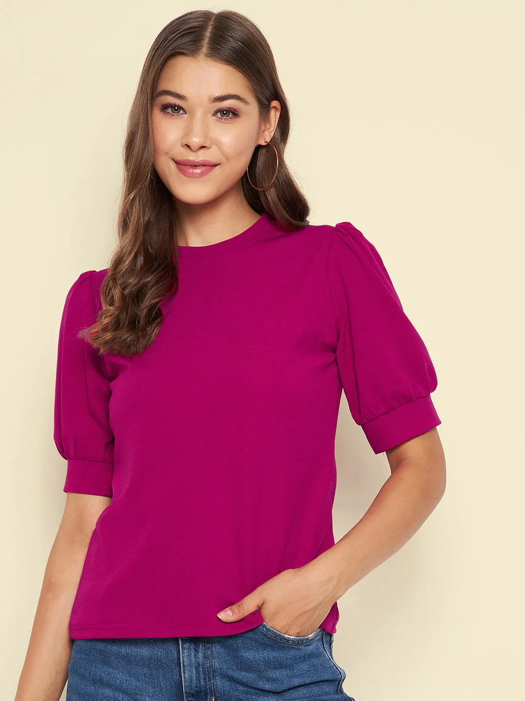 Cotton Stretchable High Neck Top