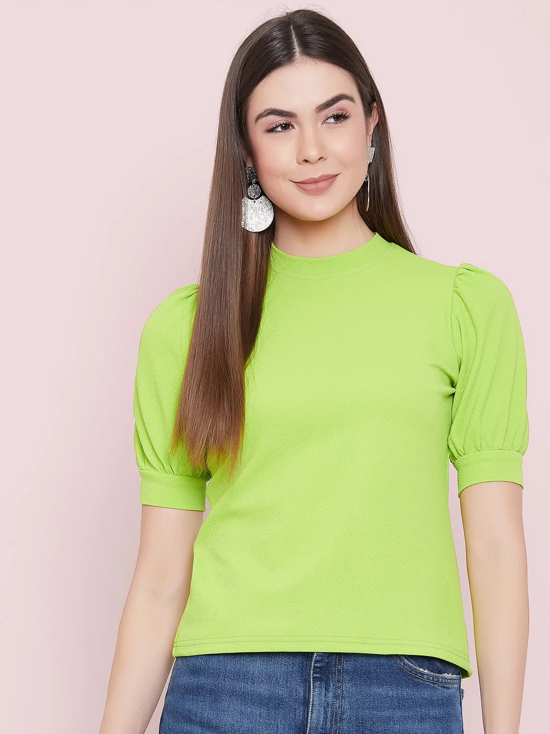 Cotton Stretchable High Neck Top