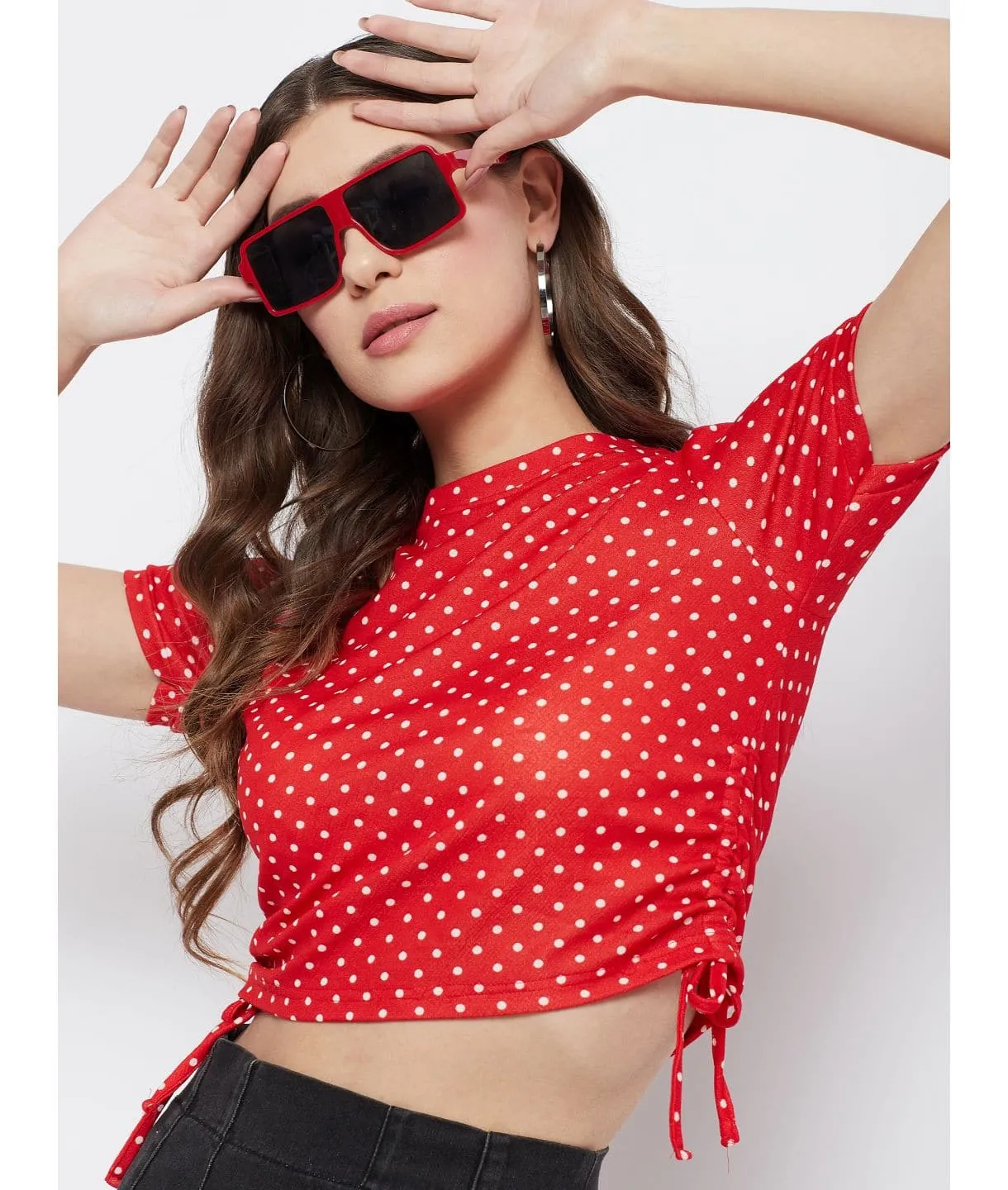 Cotton Stretchable Side Drawstring Crop Top