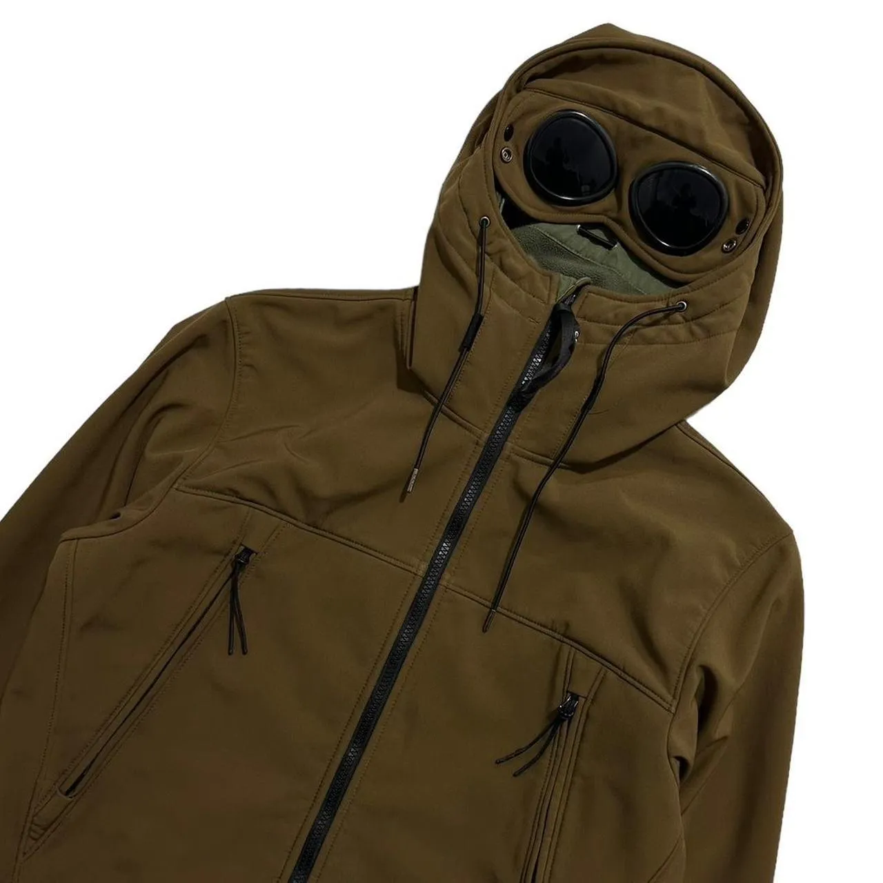 CP Company Brown Soft Shell Goggle Jacket