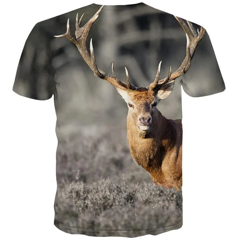 Deer T shirts Men Animal Tshirt Anime Lovely T shirts Funny  Tshirts Novelty Deer T-shirts Graphic