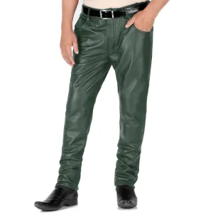 Delara Men's Brown Leather Jogger Pants