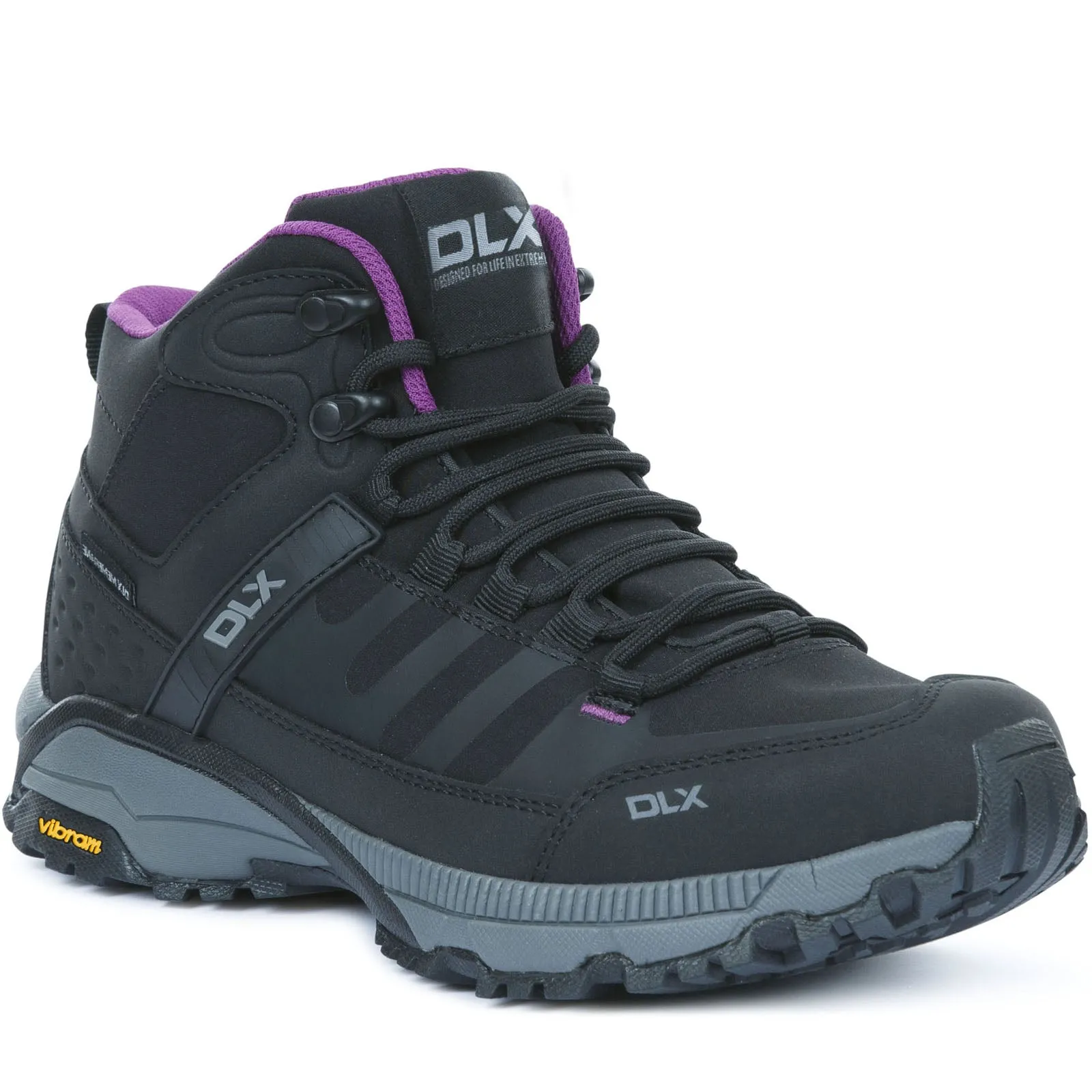 DLX Womens Riona Mid Rise Waterproof Walking Boots - Black