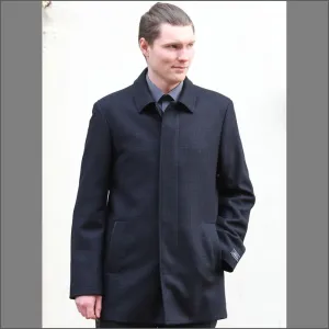 Douglas Lincoln Navy Wool/Cashmere Car Coat<>