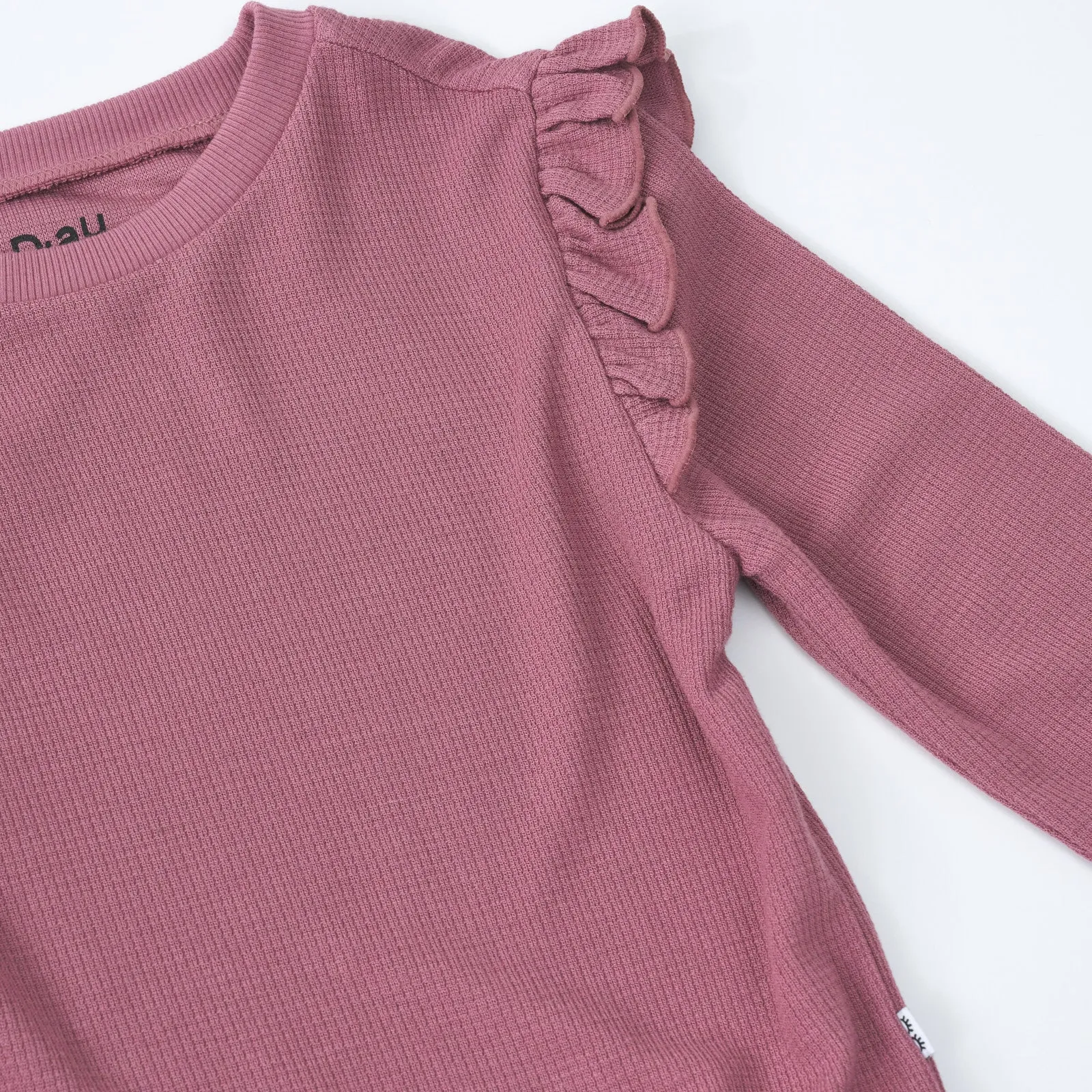 Dusty Plum Waffle Flutter Crewneck