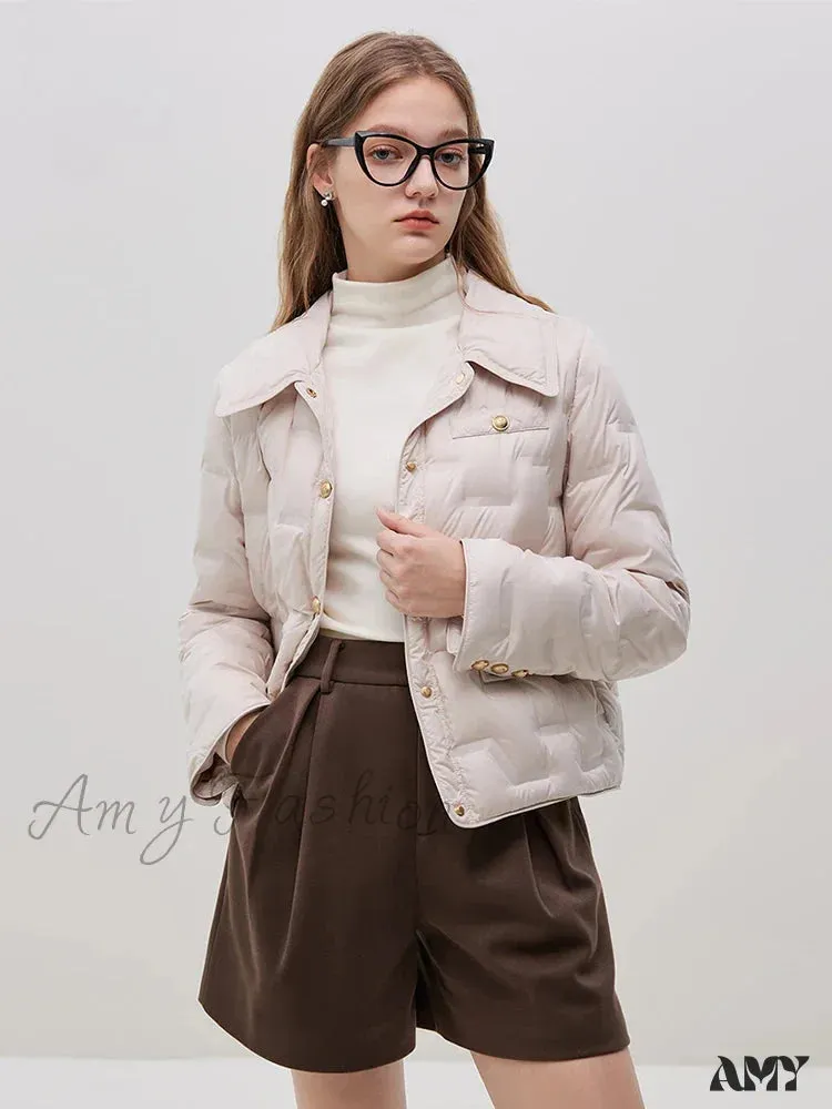 Filling Capacity Lightweight Thin Pink Short Down Shirt Style Coat