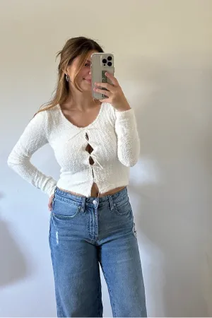 Fuzzy Front Tie Top