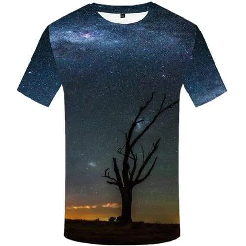 Galaxy Space T shirts Men Tree T-shirts 3d Nebula Tshirts Cool Harajuku T-shirts Graphic Short Sleeve T shirts Mens New Slim