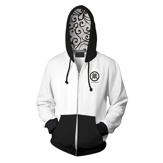 Gintama Sakata Gintoki Hoodie Black & White