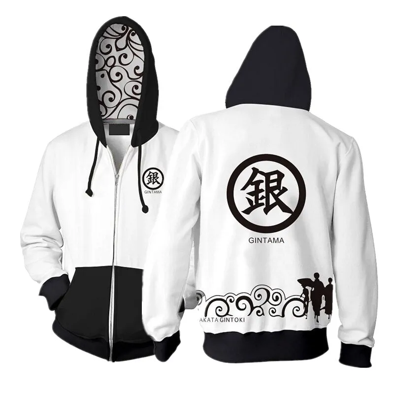 Gintama Sakata Gintoki Hoodie Black & White