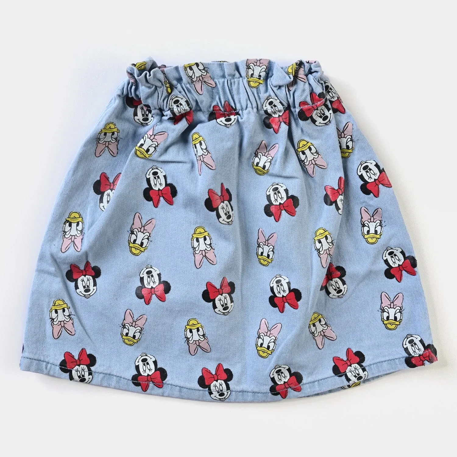 Girls Denim Skirt Printed Character-LIGHT BLUE