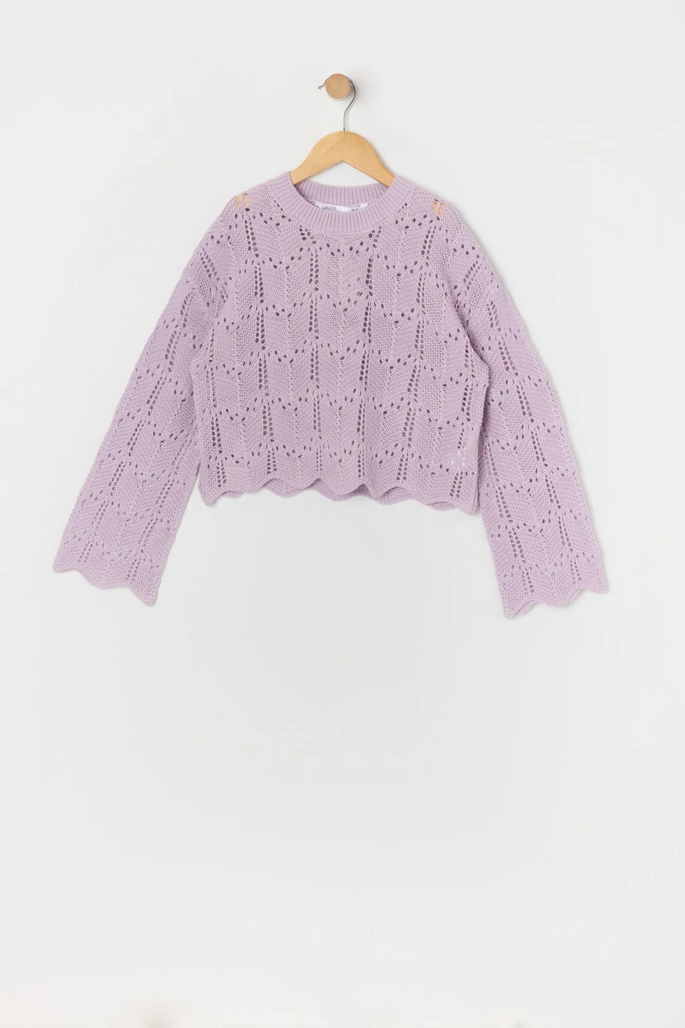 Girls Pointelle Knit Sweater