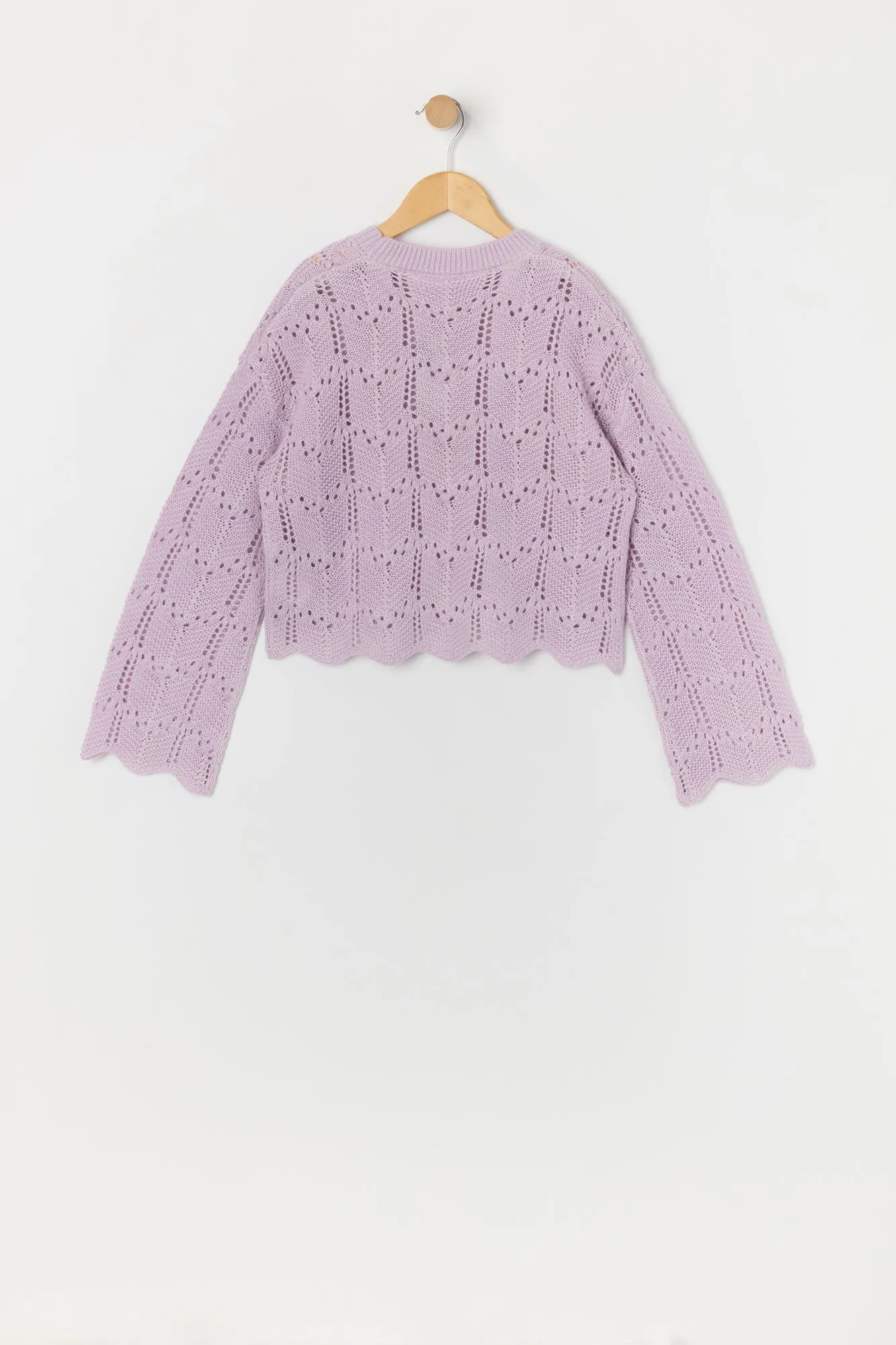 Girls Pointelle Knit Sweater