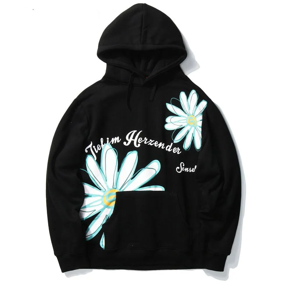 Graffiti Daisy Flower Print Hoodies