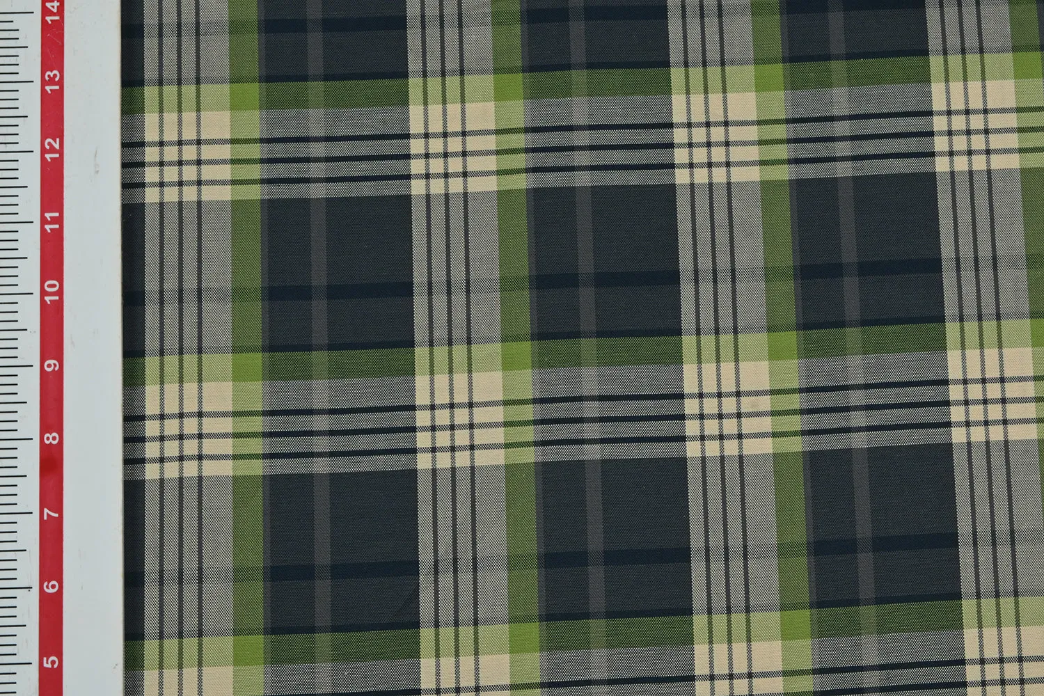 Green & Black Checks Cotton Yarn Dyed Fabric