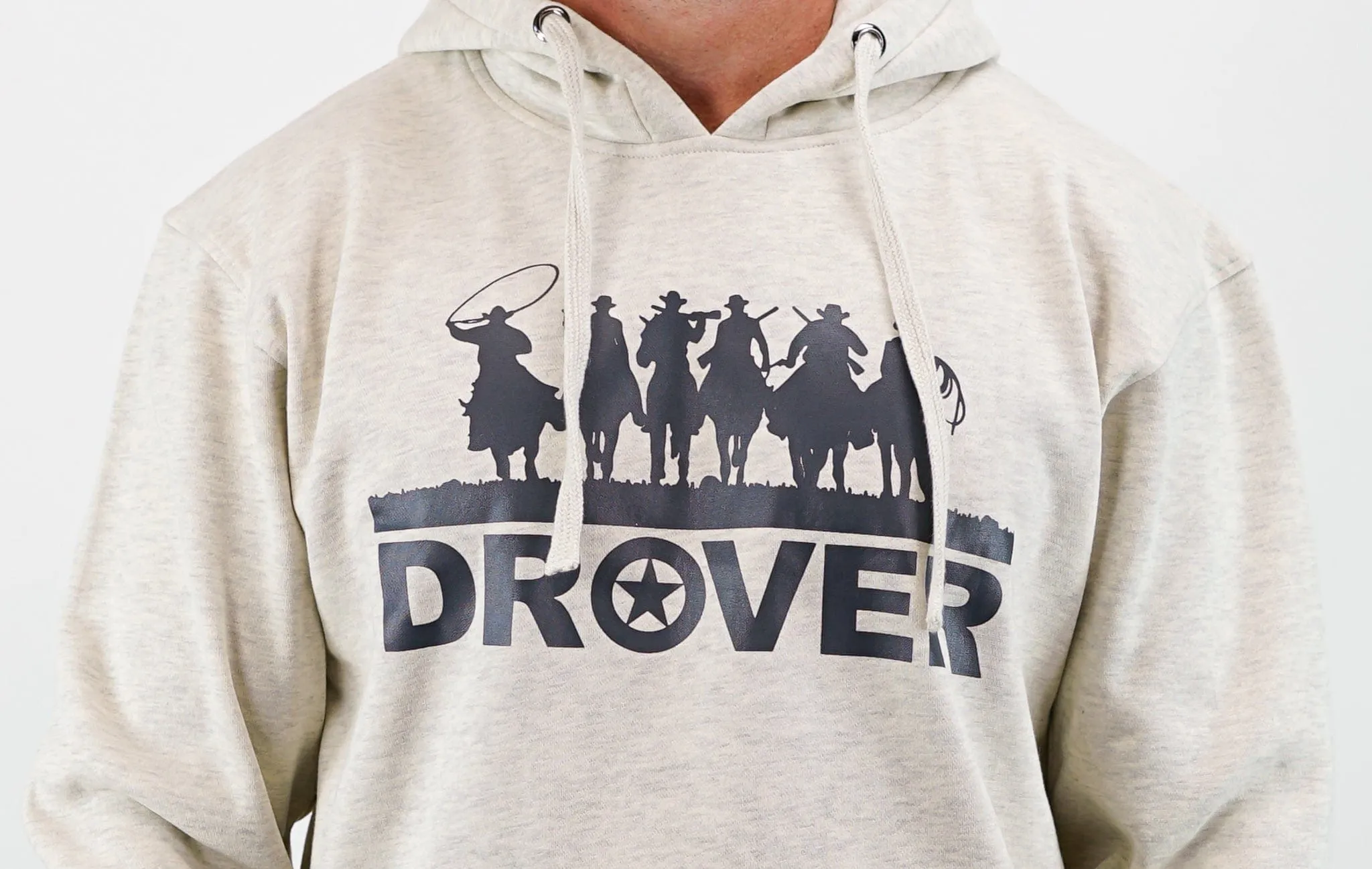 Hoodie - Riding Cowboys Print, Oatmeal Color