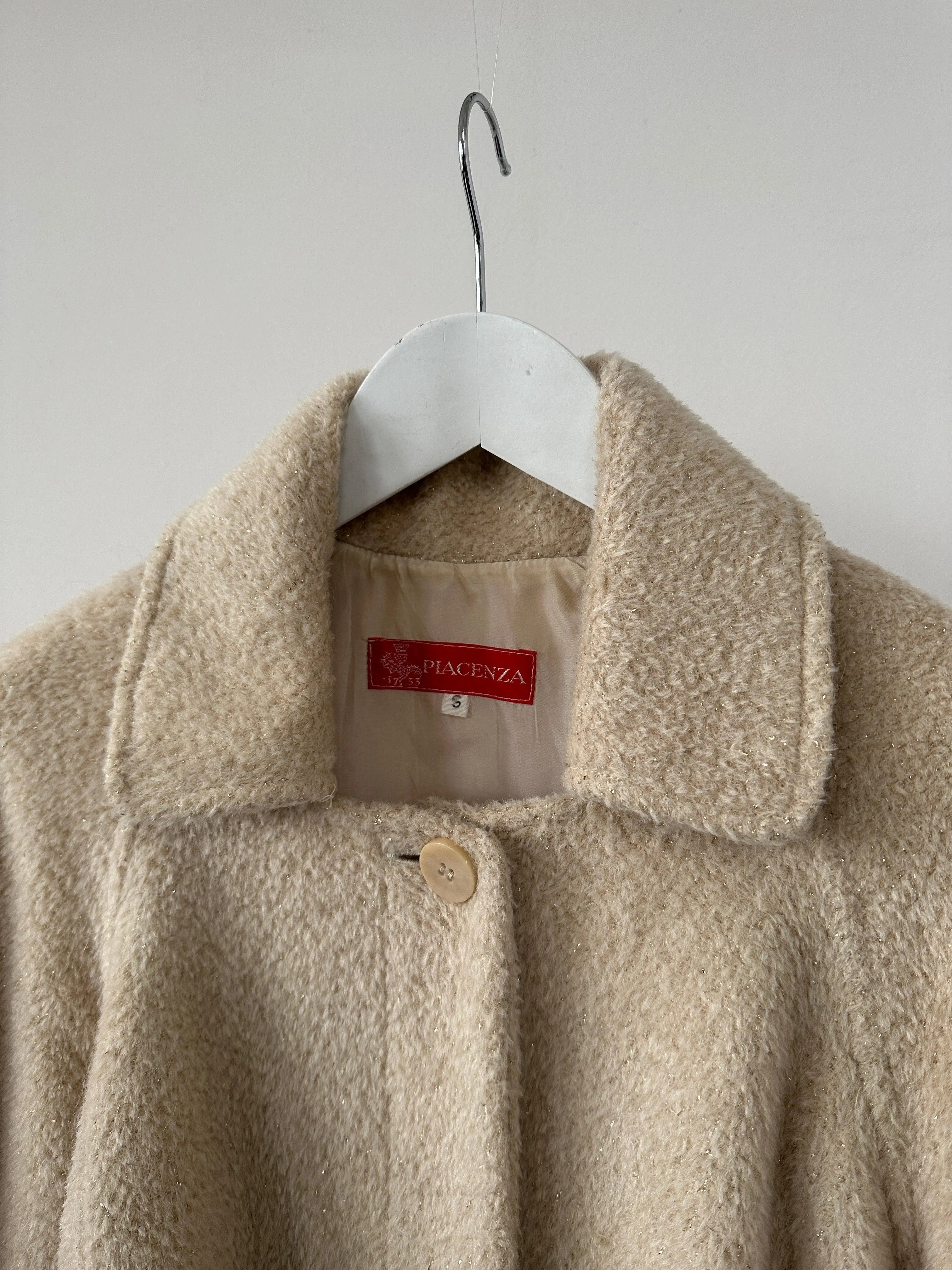 Italian Vintage Wool Mohair Glitter Swing Jacket Coat - S