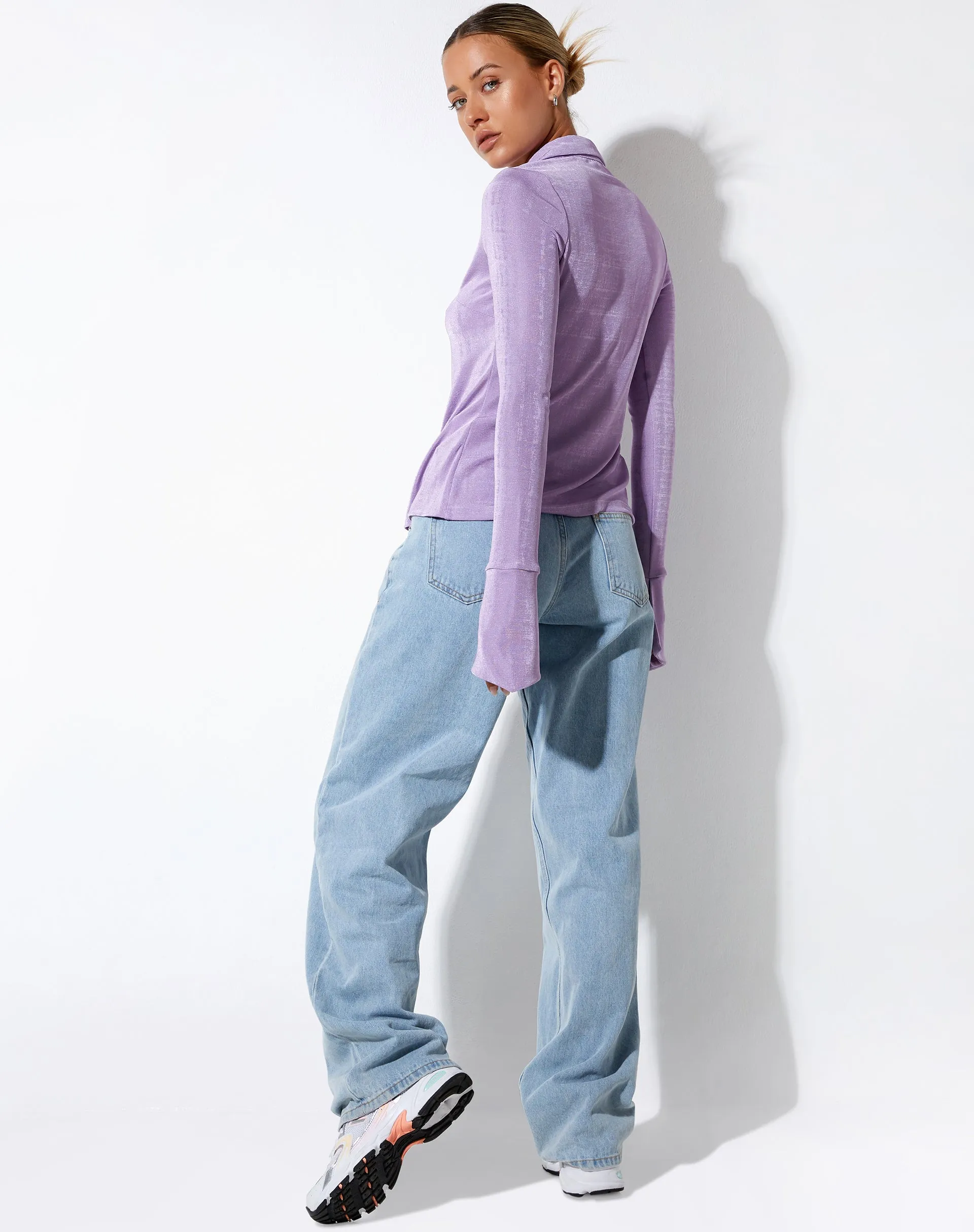 Keani Long Sleeve Shirt in Crepe Lavender