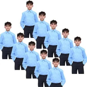 KHIM Kids Boys Pack of 10 Full Sleeve Half Sleeve School Shirts Plain White Sky Blue Dress Shirts 5-16 Years