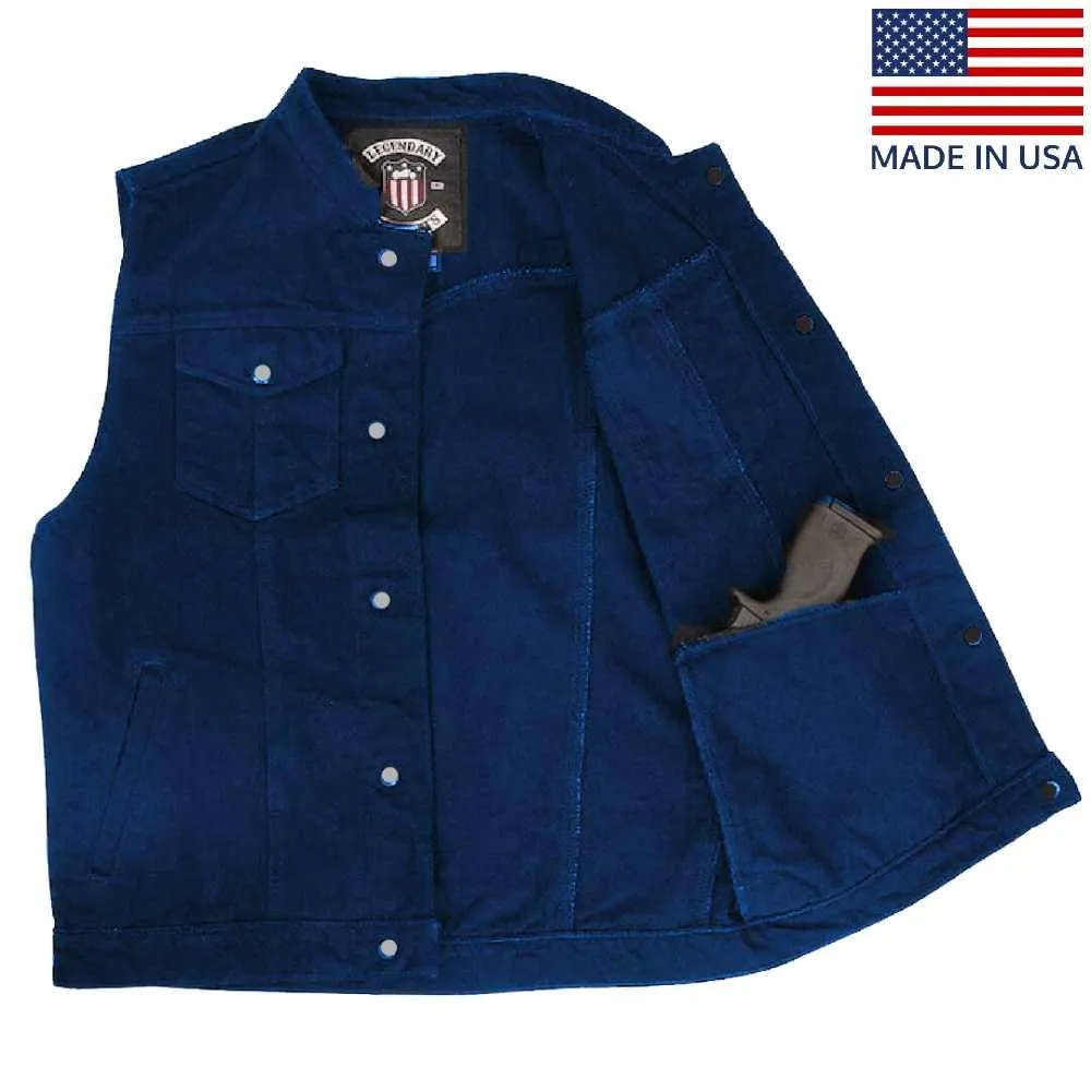 Legendary 'Ole Blue' Men's Blue Denim Motorcycle Vest