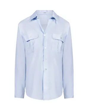 Light blue utility shirt.