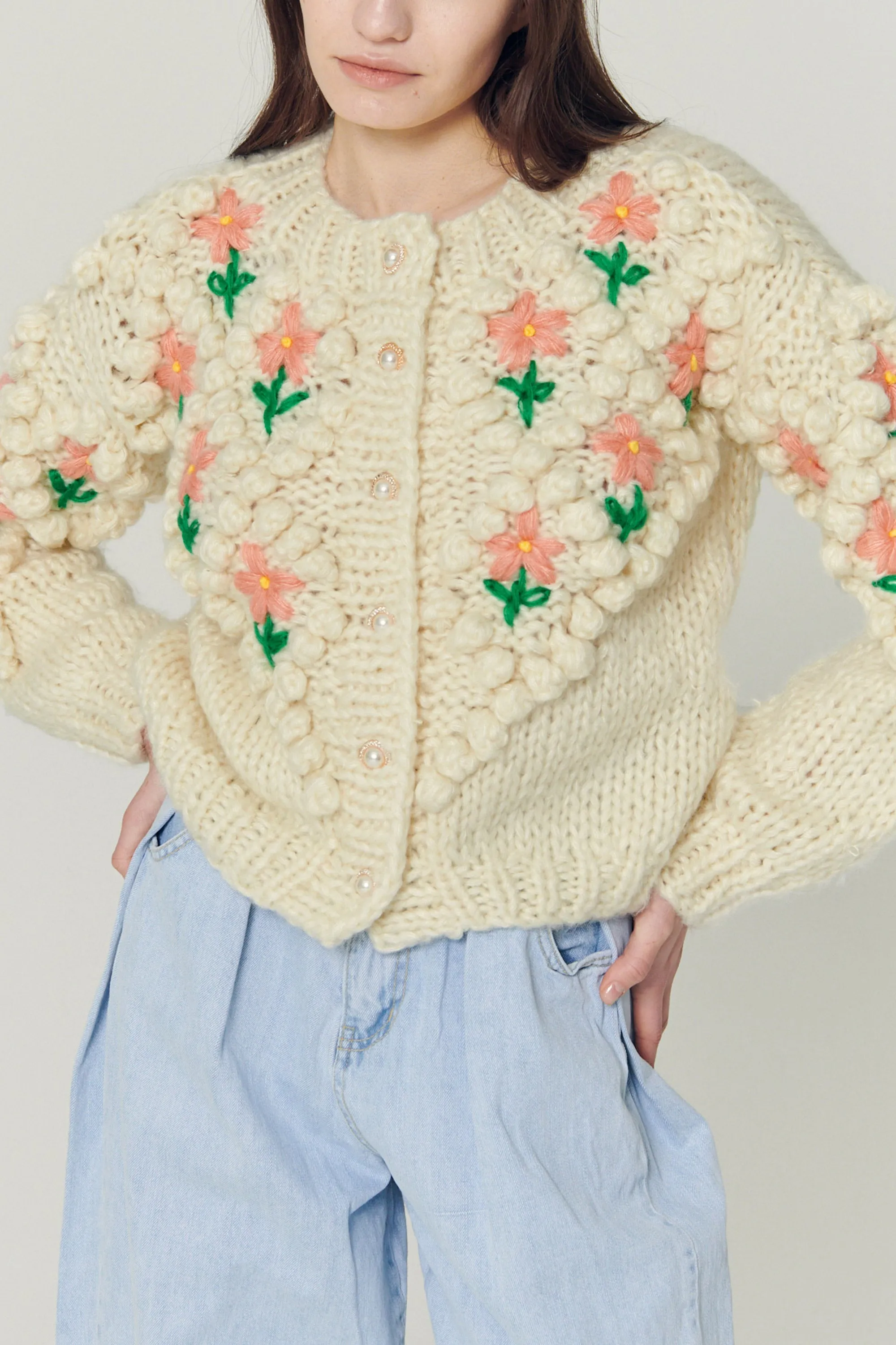 Lily Floral Embroidered Knit Cardigan